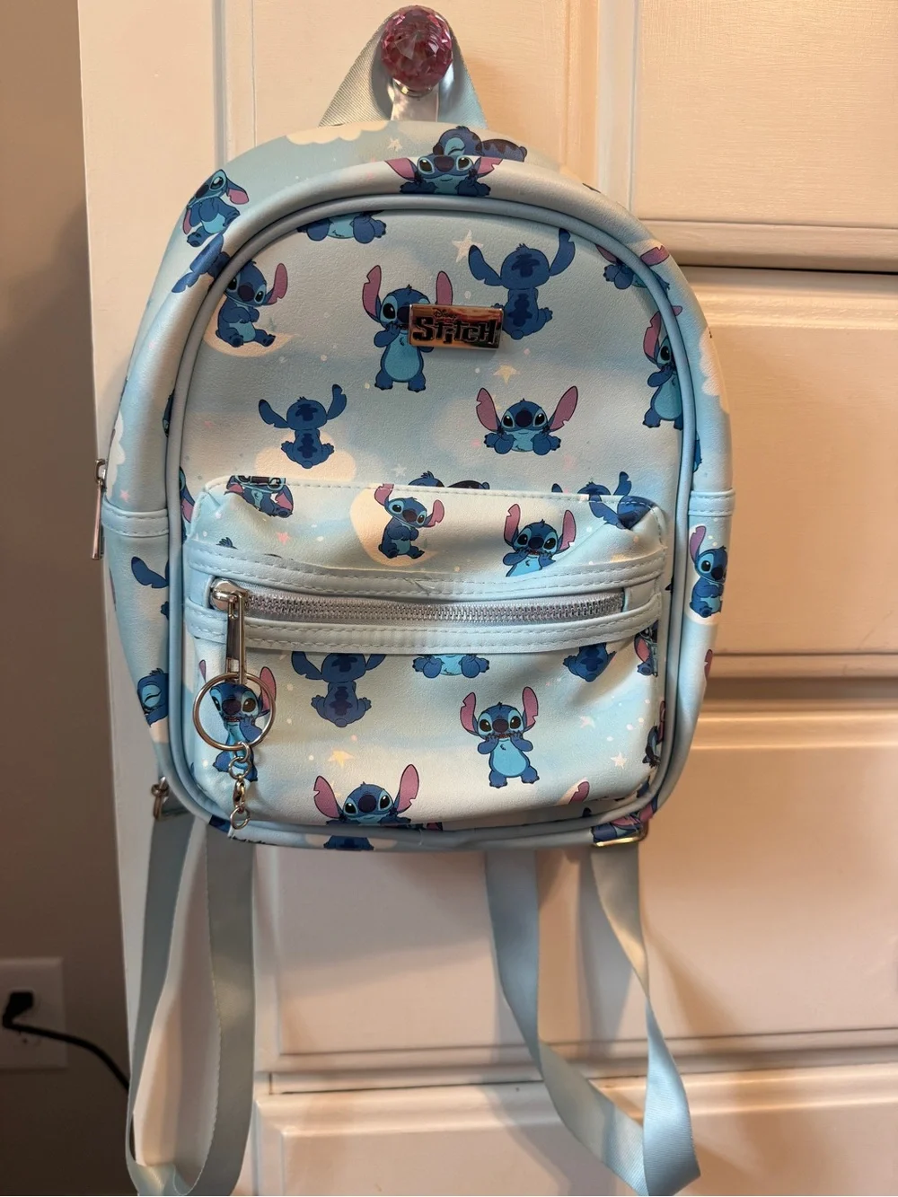 Disney Stitch Mini Backpack - Light Blue with Pink Accents